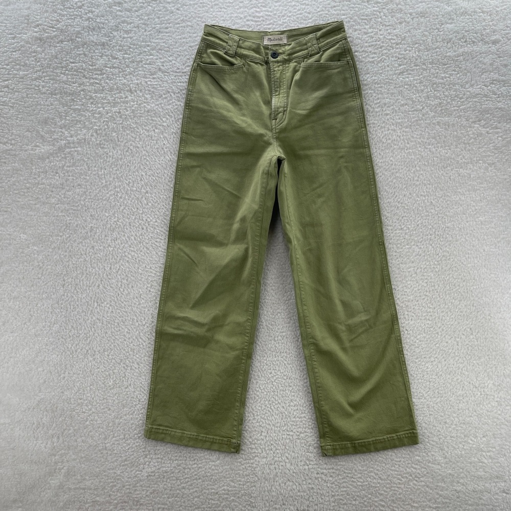 Madewell Pants Womens 26 Green Emmett Wide Leg High Rise Casual Y2K Baggy Preppy